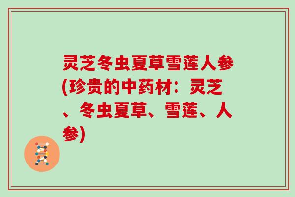 灵芝冬虫夏草雪莲人参(珍贵的中药材:灵芝、冬虫夏草、雪莲、人参)-第1张图片-灵芝大师 灵芝冬虫夏草雪莲人参(珍贵的中药材:灵芝、冬虫夏草、雪莲、人参)-第1张图片-灵芝大师