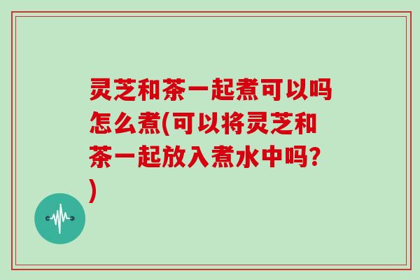 灵芝和茶一起煮可以吗怎么煮(可以将灵芝和茶一起放入煮水中吗？)