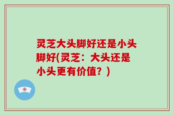 灵芝大头脚好还是小头脚好(灵芝：大头还是小头更有价值？)