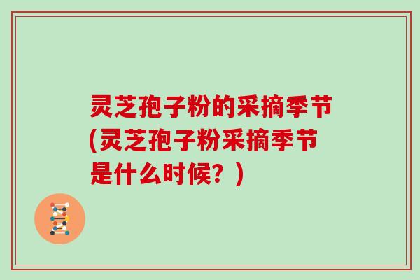 灵芝孢子粉的采摘季节(灵芝孢子粉采摘季节是什么时候？)