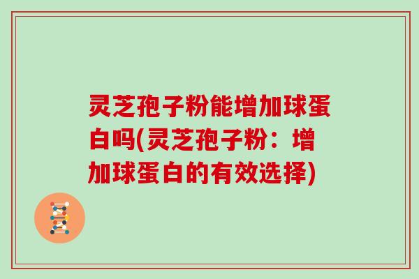 灵芝孢子粉能增加球蛋白吗(灵芝孢子粉：增加球蛋白的有效选择)