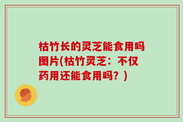枯竹长的灵芝能食用吗图片(枯竹灵芝：不仅药用还能食用吗？)