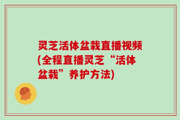灵芝活体盆栽直播视频(全程直播灵芝“活体盆栽”养护方法)
