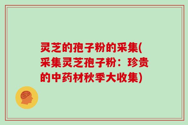 灵芝的孢子粉的采集(采集灵芝孢子粉:珍贵的中药材秋季大收集)-第1张图片-灵芝大师 灵芝的孢子粉的采集(采集灵芝孢子粉:珍贵的中药材秋季大收集)-第1张图片-灵芝大师