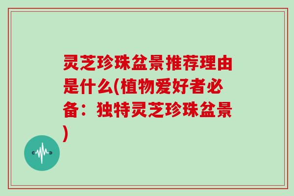 灵芝珍珠盆景推荐理由是什么(植物爱好者必备：独特灵芝珍珠盆景)
