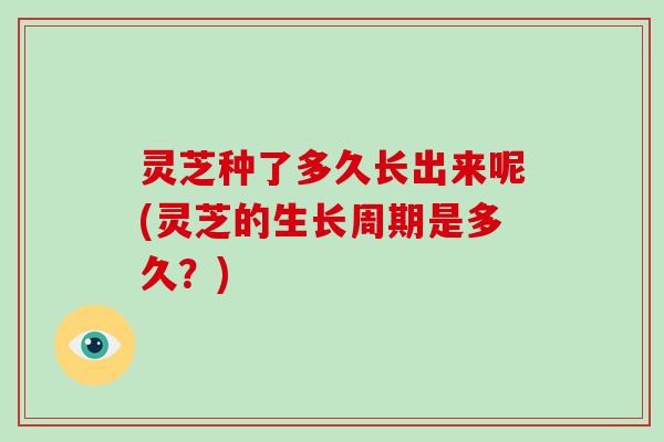 灵芝种了多久长出来呢(灵芝的生长周期是多久？)