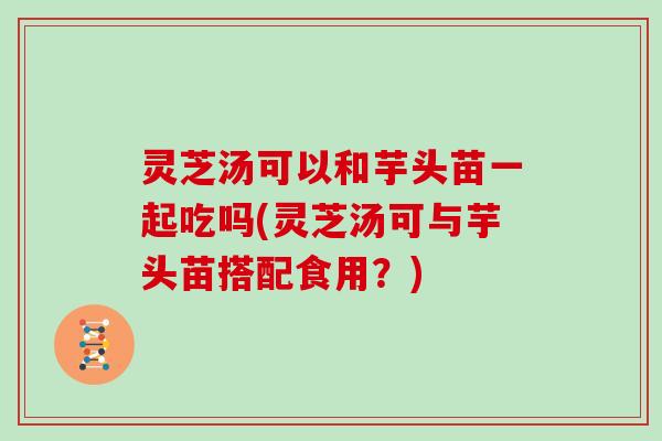 灵芝汤可以和芋头苗一起吃吗(灵芝汤可与芋头苗搭配食用？)