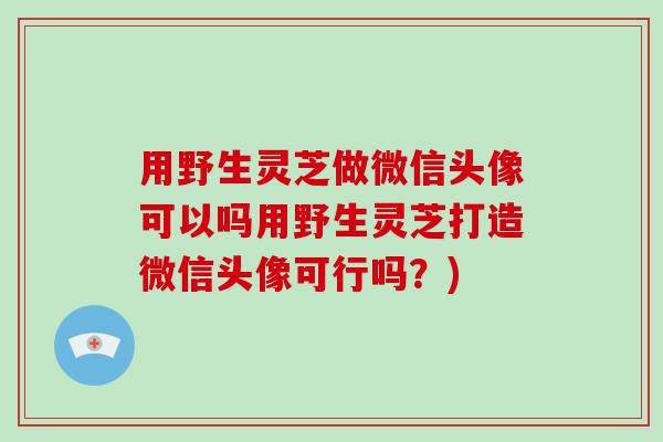 用野生灵芝做微信头像可以吗用野生灵芝打造微信头像可行吗？)