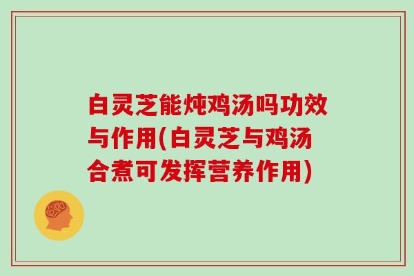 白灵芝能炖鸡汤吗功效与作用(白灵芝与鸡汤合煮可发挥营养作用)-第1张图片-灵芝大师 白灵芝能炖鸡汤吗功效与作用(白灵芝与鸡汤合煮可发挥营养作用)-第1张图片-灵芝大师