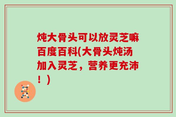 炖大骨头可以放灵芝嘛百度百科(大骨头炖汤加入灵芝，营养更充沛！)