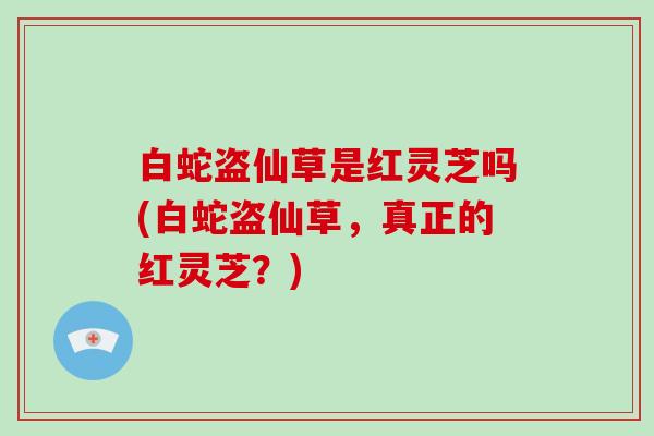 白蛇盗仙草是红灵芝吗(白蛇盗仙草，真正的红灵芝？)