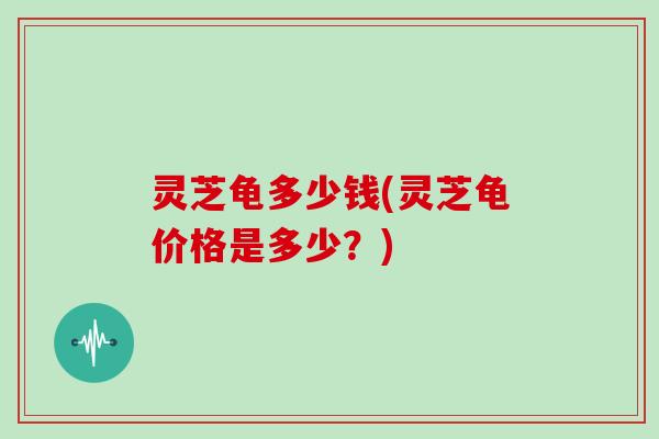 灵芝龟多少钱(灵芝龟价格是多少？)