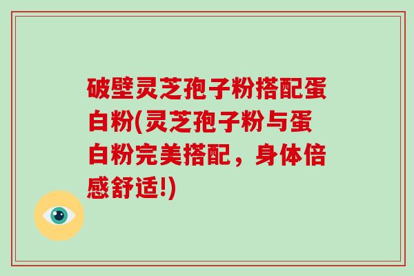 破壁灵芝孢子粉搭配蛋白粉(灵芝孢子粉与蛋白粉完美搭配,身体倍感舒适!)-第1张图片-灵芝大师 破壁灵芝孢子粉搭配蛋白粉(灵芝孢子粉与蛋白粉完美搭配,身体倍感舒适!)-第1张图片-灵芝大师