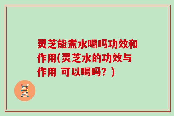灵芝能煮水喝吗功效和作用(灵芝水的功效与作用 可以喝吗？)