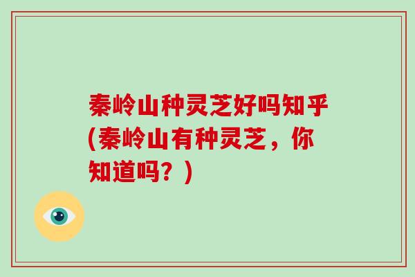 秦岭山种灵芝好吗知乎(秦岭山有种灵芝,你知道吗?)-第1张图片-灵芝大师 秦岭山种灵芝好吗知乎(秦岭山有种灵芝,你知道吗?)-第1张图片-灵芝大师