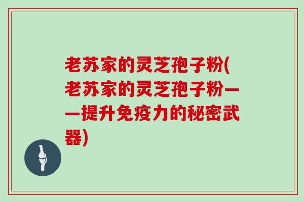 老苏家的灵芝孢子粉(老苏家的灵芝孢子粉——提升免疫力的秘密武器)