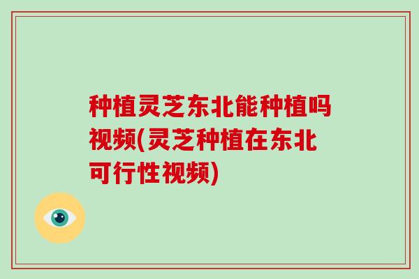 种植灵芝东北能种植吗视频(灵芝种植在东北可行性视频)