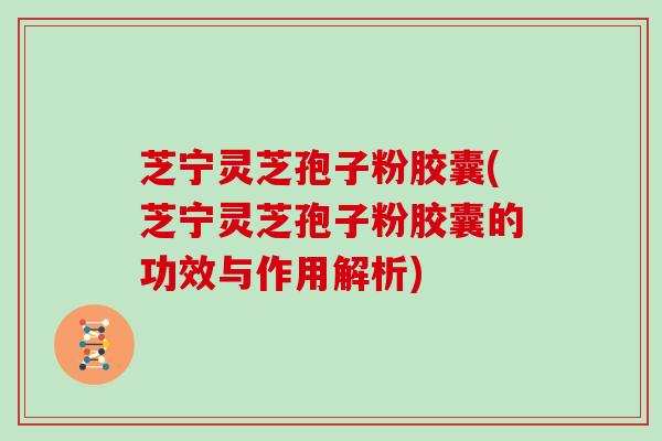 芝宁灵芝孢子粉胶囊(芝宁灵芝孢子粉胶囊的功效与作用解析)