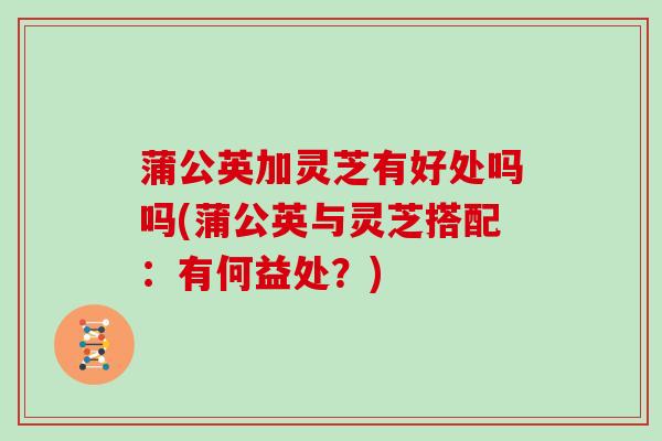 蒲公英加灵芝有好处吗吗(蒲公英与灵芝搭配:有何益处?)-第1张图片-灵芝大师 蒲公英加灵芝有好处吗吗(蒲公英与灵芝搭配:有何益处?)-第1张图片-灵芝大师