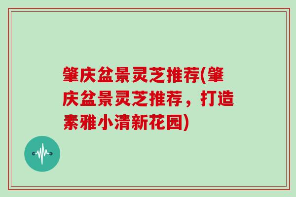 肇庆盆景灵芝推荐(肇庆盆景灵芝推荐，打造素雅小清新花园)