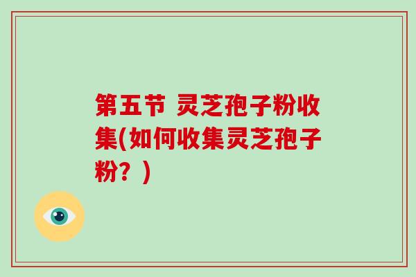 第五节 灵芝孢子粉收集(如何收集灵芝孢子粉？)