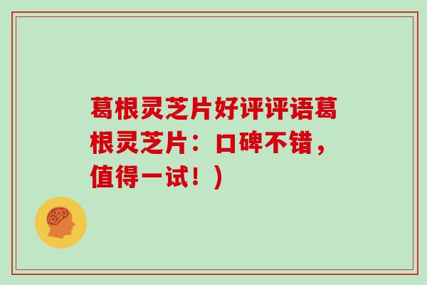 葛根灵芝片好评评语葛根灵芝片：口碑不错，值得一试！)