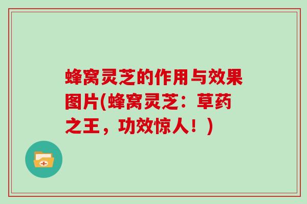 蜂窝灵芝的作用与效果图片(蜂窝灵芝：草药之王，功效惊人！)
