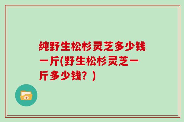 纯野生松杉灵芝多少钱一斤(野生松杉灵芝一斤多少钱？)