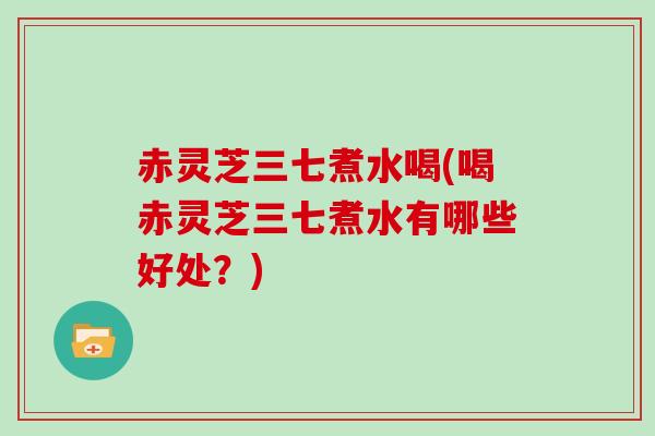 赤灵芝三七煮水喝(喝赤灵芝三七煮水有哪些好处？)