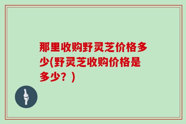 那里收购野灵芝价格多少(野灵芝收购价格是多少？)