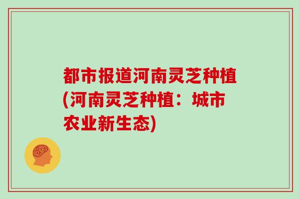 都市报道河南灵芝种植(河南灵芝种植：城市农业新生态)