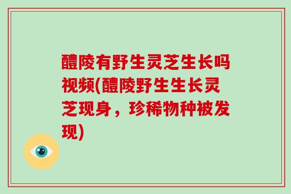 醴陵有野生灵芝生长吗视频(醴陵野生生长灵芝现身，珍稀物种被发现)