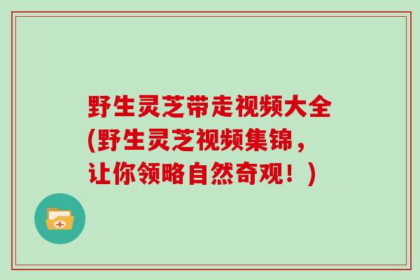 野生灵芝带走视频大全(野生灵芝视频集锦，让你领略自然奇观！)