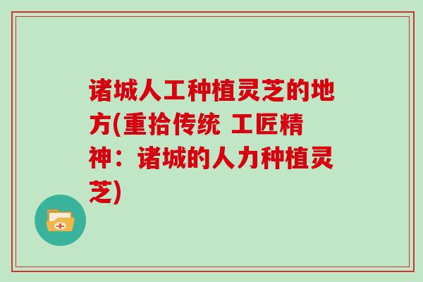 诸城人工种植灵芝的地方(重拾传统 工匠精神：诸城的人力种植灵芝)