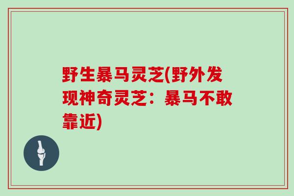 野生暴马灵芝(野外发现神奇灵芝：暴马不敢靠近)
