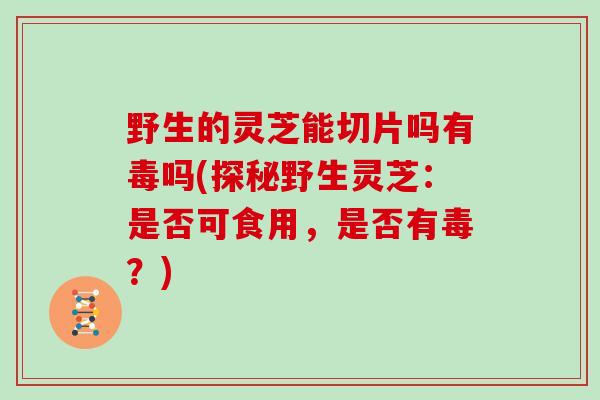 野生的灵芝能切片吗有毒吗(探秘野生灵芝：是否可食用，是否有毒？)