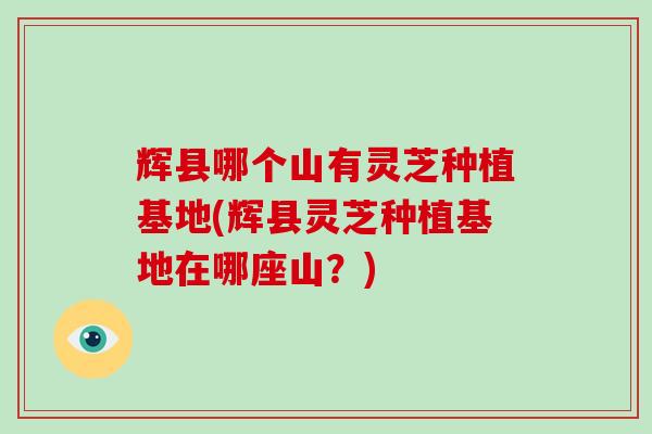 辉县哪个山有灵芝种植基地(辉县灵芝种植基地在哪座山？)