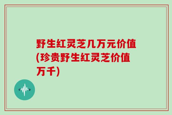 野生红灵芝几万元价值(珍贵野生红灵芝价值万千)