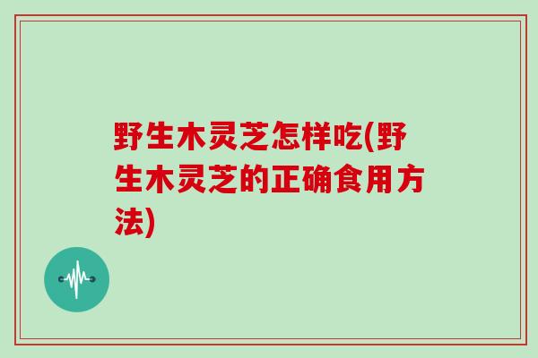 野生木灵芝怎样吃(野生木灵芝的正确食用方法)