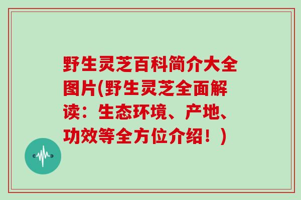 野生灵芝百科简介大全图片(野生灵芝全面解读：生态环境、产地、功效等全方位介绍！)
