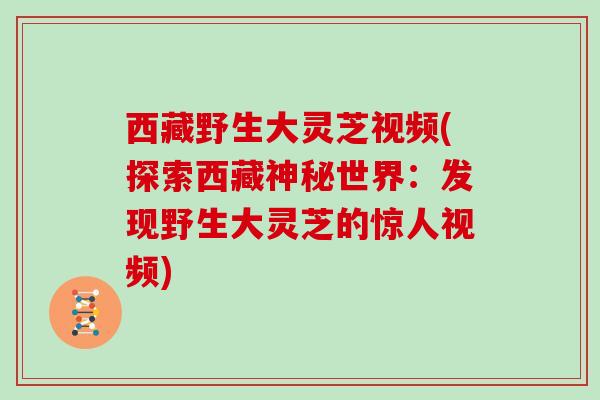 西藏野生大灵芝视频(探索西藏神秘世界：发现野生大灵芝的惊人视频)