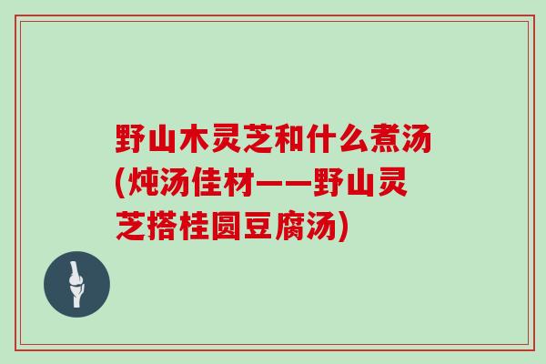 野山木灵芝和什么煮汤(炖汤佳材——野山灵芝搭桂圆豆腐汤)