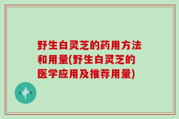 野生白灵芝的药用方法和用量(野生白灵芝的医学应用及推荐用量)