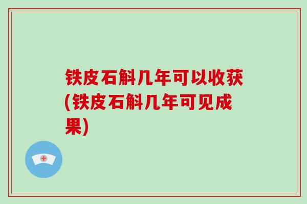 铁皮石斛几年可以收获(铁皮石斛几年可见成果)
