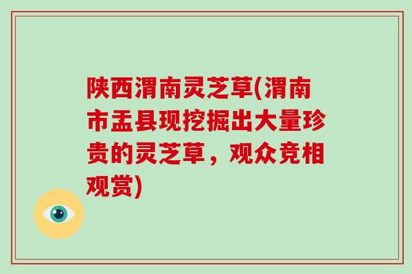 陕西渭南灵芝草(渭南市盂县现挖掘出大量珍贵的灵芝草，观众竞相观赏)