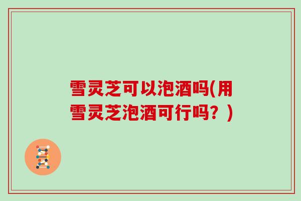 雪灵芝可以泡酒吗(用雪灵芝泡酒可行吗？)