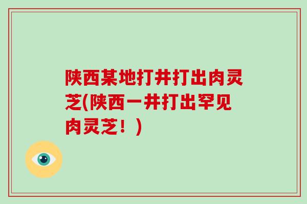 陕西某地打井打出肉灵芝(陕西一井打出罕见肉灵芝！)