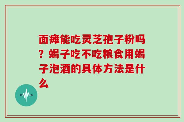 面瘫能吃灵芝孢子粉吗？蝎子吃不吃粮食用蝎子泡酒的具体方法是什么