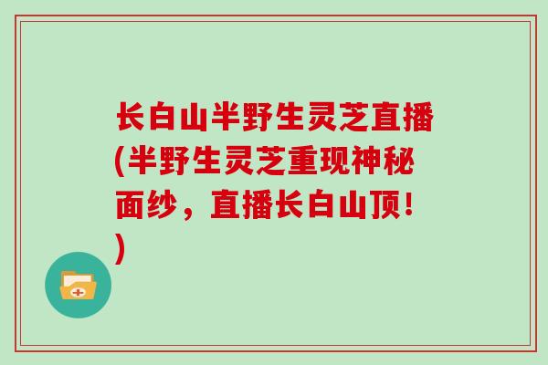 长白山半野生灵芝直播(半野生灵芝重现神秘面纱，直播长白山顶！)