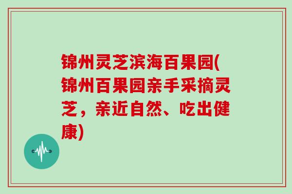 锦州灵芝滨海百果园(锦州百果园亲手采摘灵芝，亲近自然、吃出健康)